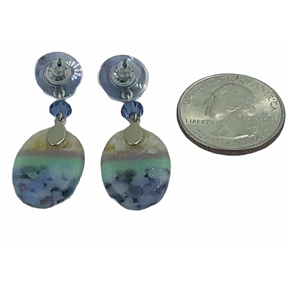 LAMPWORK GLASS EARRINGS Multicolor Dangle Drop - Picture 8 of 8